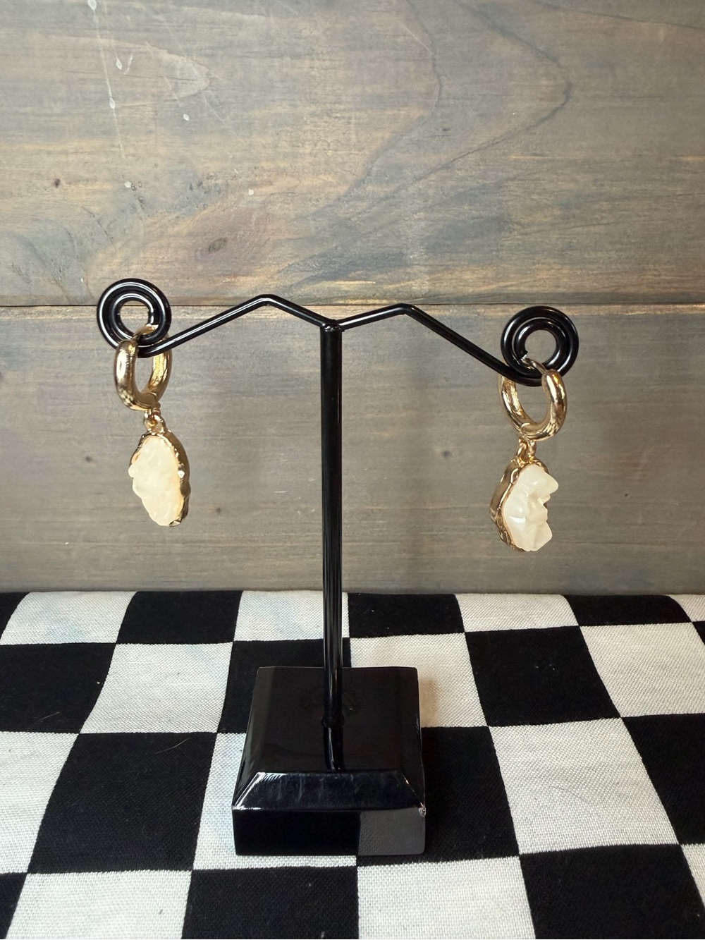 Faux Stone Huggie Dangle Earrings